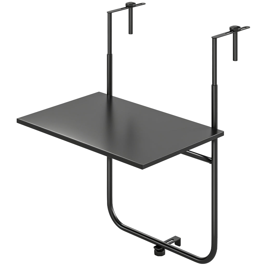 Balkontisch, f¨¹r Gel?nder 6-15cm Dicke, verstellbar, rostfreies Metall, 62x60x85,5cm, Schwarz