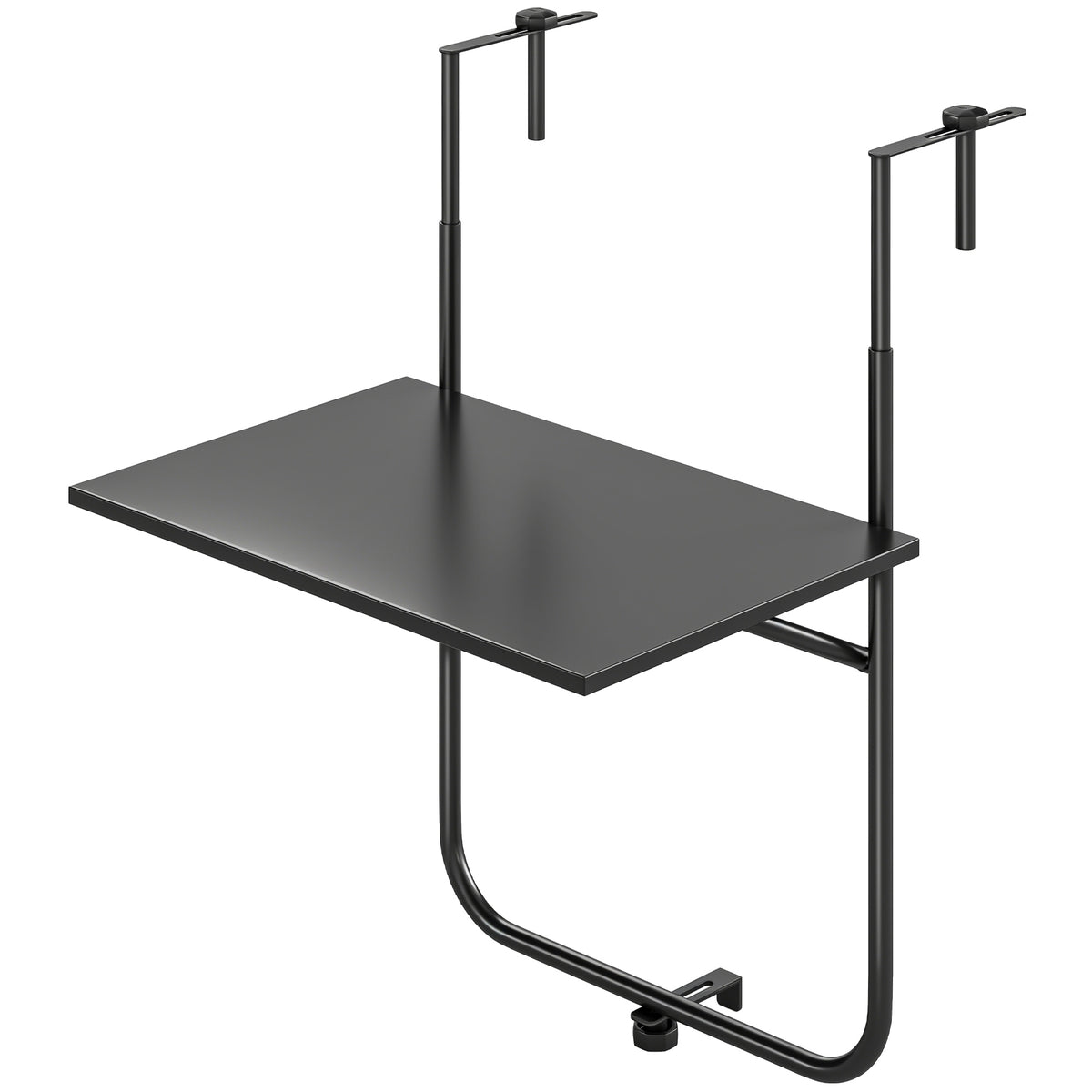 Balkontisch, f¨¹r Gel?nder 6-15cm Dicke, verstellbar, rostfreies Metall, 62x60x85,5cm, Schwarz