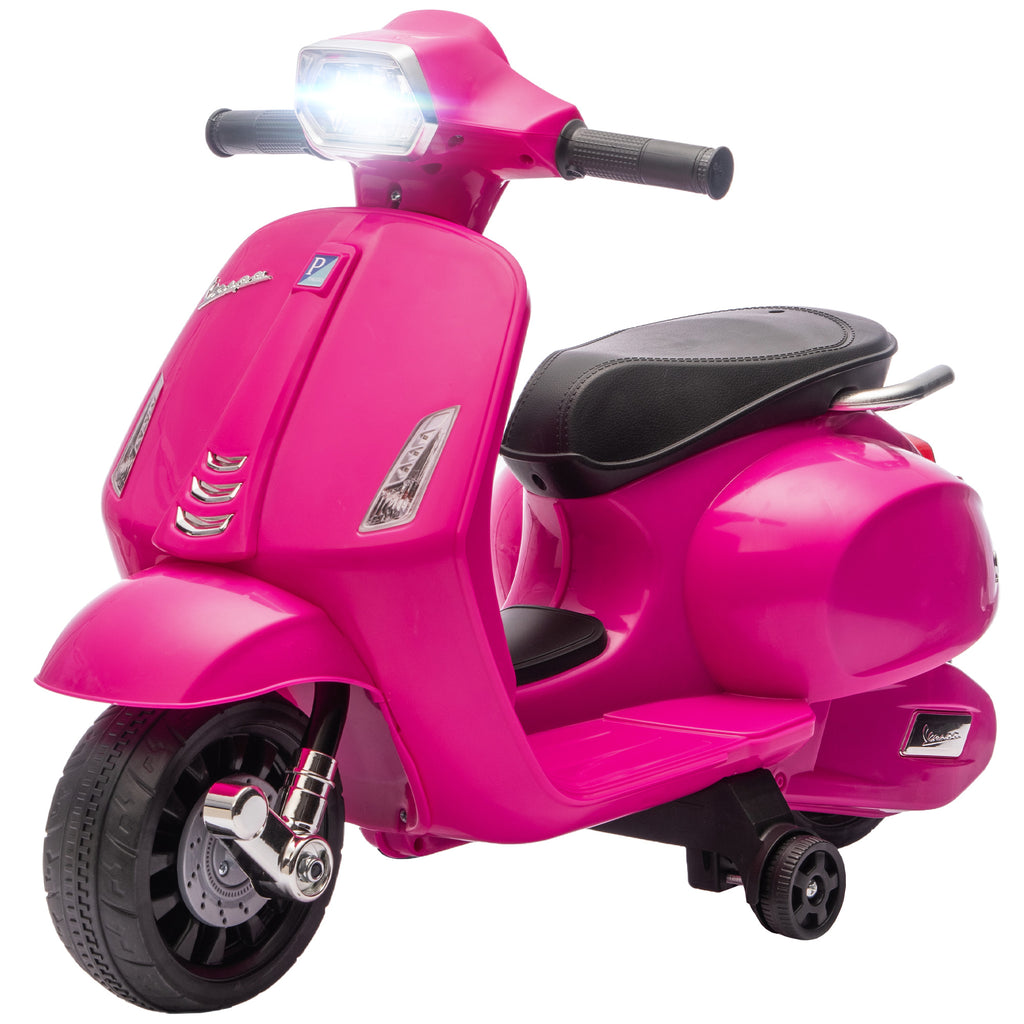 Elektro Motorrad Kinder Vespa 6V Elektromotorrad mit Stützrädern, Scheinwerfer, Hupe für 2-4 Jahre 71 x 37 x 52 cm Rosa