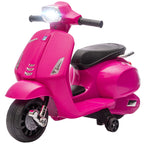 Elektro Motorrad Kinder Vespa 6V Elektromotorrad mit Stützrädern, Scheinwerfer, Hupe für 2-4 Jahre 71 x 37 x 52 cm Rosa