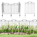 Decorative Garden Fence, 4 Panels 365cm(L) x 112cm(H) Metal Wire Garden Fencing Panels Landscape Border Edging