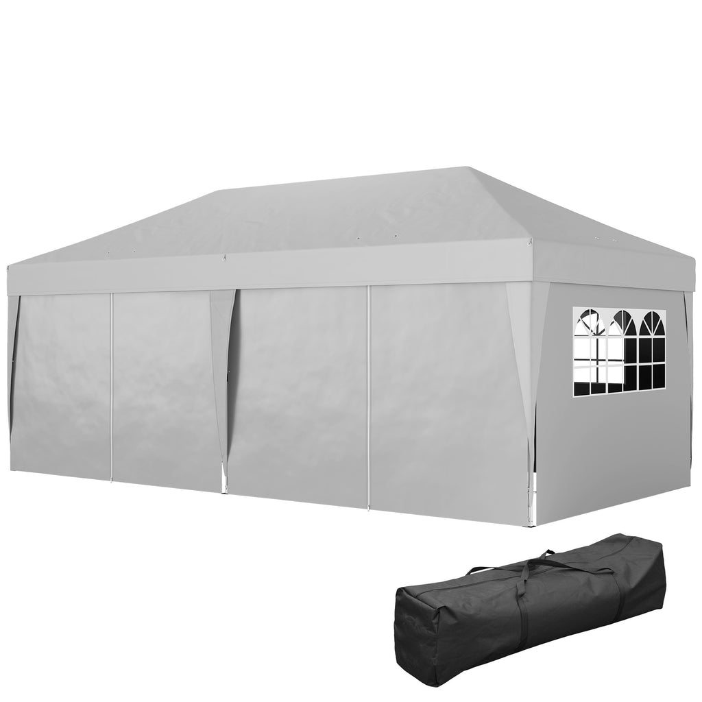 Pavillon ca. 6x3m Stabil Winterfest Pop-up Faltpavillon mit Fenster Reißverschlusstür Seitenteilen UV Schutz