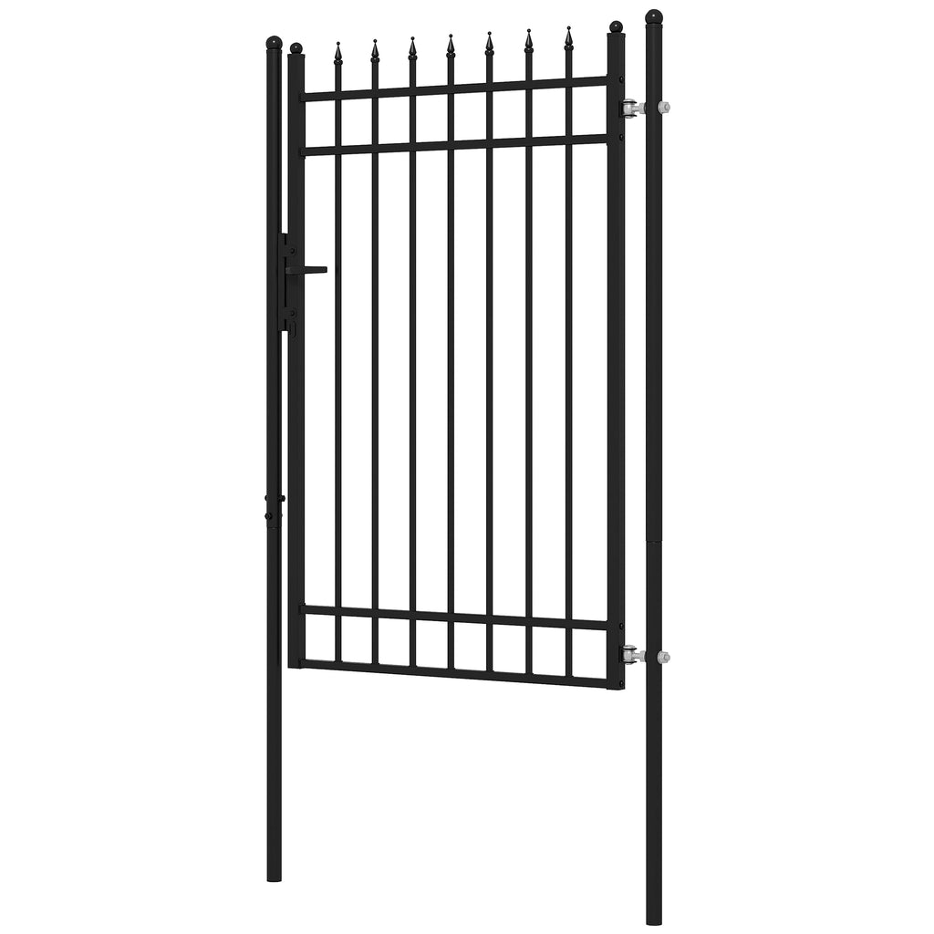 Gartentor, Schloss und Schl¨¹ssel, dekorative Spitzen, rostfreier Stahl, 107x204cm, Schwarz
