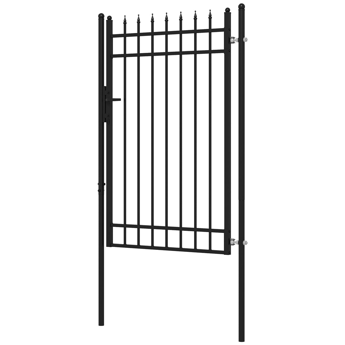 Gartentor, Schloss und Schl¨¹ssel, dekorative Spitzen, rostfreier Stahl, 107x204cm, Schwarz