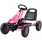 Kids Pedal Go Kart with Adjustable Seat, EVA Tyres, Manual Clutch, Brake, Go Kart for Kids 3-8 Years, Pink