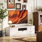 TV-Lowboard, Hochglanz, für Fernseher bis 65'', 3 Fächer, Schublade, 160 x 38 x 43 cm, Naturholz