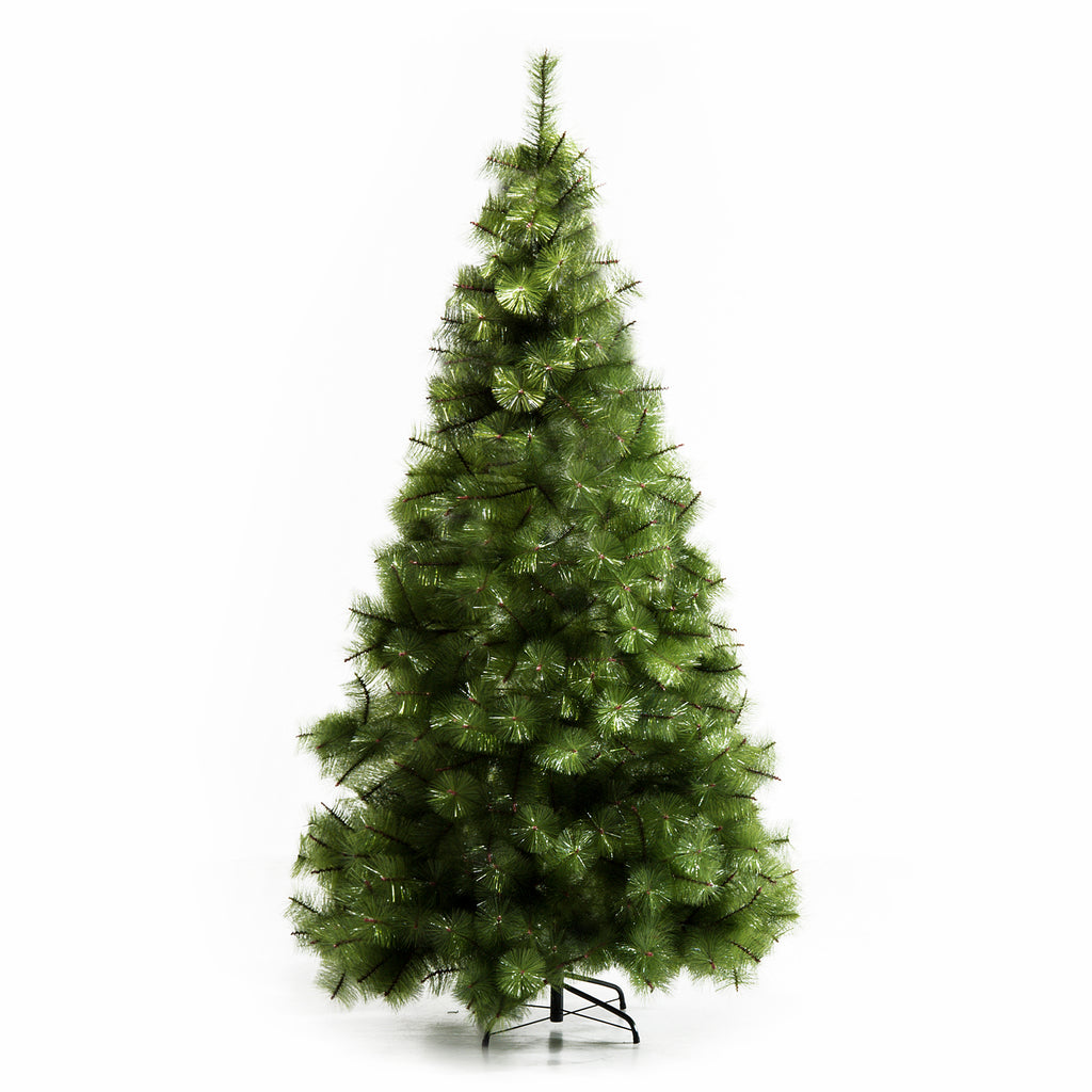 Künstlicher Weihnachtsbaum 210 cm Haken-Weihnachtsbaum mit 505 Spitzen mit silbernen Akzenten Christbaum Weihnachtsdeko inkl. Metallständer für drinnen