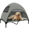Hundeliege Outdoor mit Dach, Erh?htes Hundebett f¨¹r Gro?e Hunde, 106 x 76 x 99 cm, Hellgrau