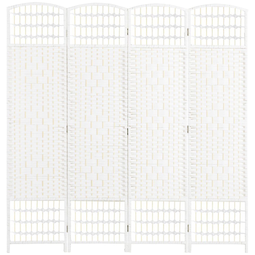 4 Panel Folding Room Divider, Privacy Screen, Paravent Partition Separator for Living Room, Bedroom, White