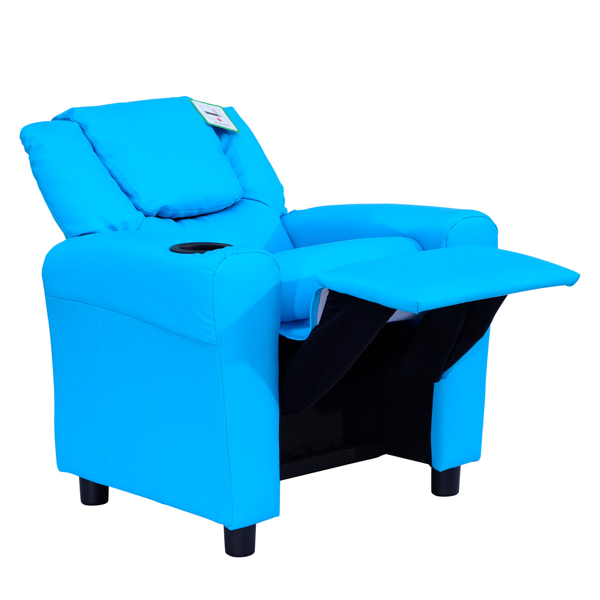 Kids Recliner Chair, PU Leather with Adjustable Backrest, Footrest, Padded Headrest, Blue