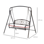 Gartenschaukel Schaukelbank für den Garten Outdoor-Schaukel, Vintage Design, Messing-Optik, 167 cm x1 23 cm x 175cm
