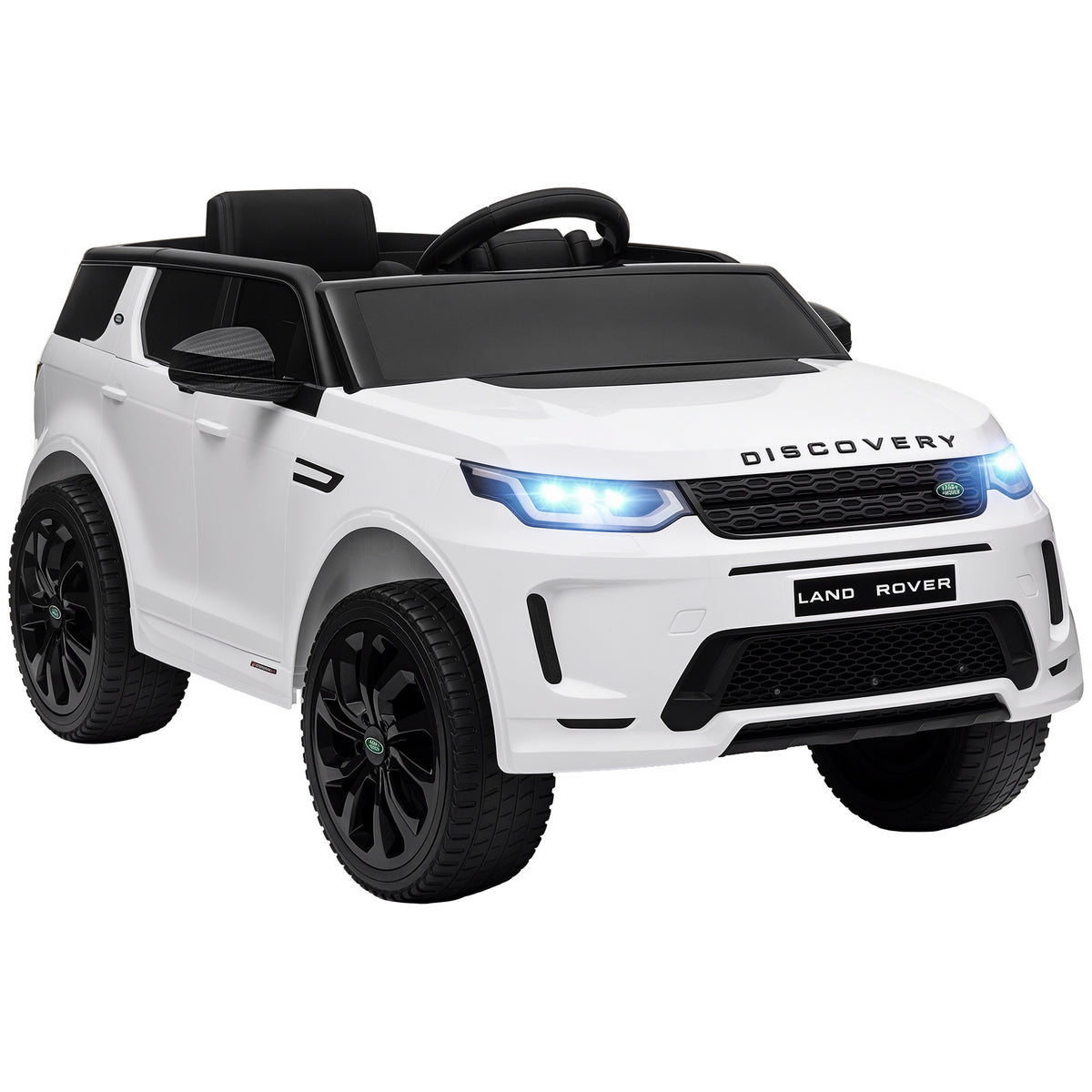 Kinder-Elektroauto, 12V Kinderfahrzeug mit Fernbedienung, LED-Lichtern, Musik und Hupe, 3-6 Jahre, Weiß