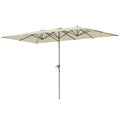 Doppelseitiger Schirm, 451 x 264 cm Sonnenschirm mit Kurbelsystem, 12 Metallstreben, Aluminiummast, Cremewei?