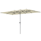 Doppelseitiger Schirm, 451 x 264 cm Sonnenschirm mit Kurbelsystem, 12 Metallstreben, Aluminiummast, Cremewei?