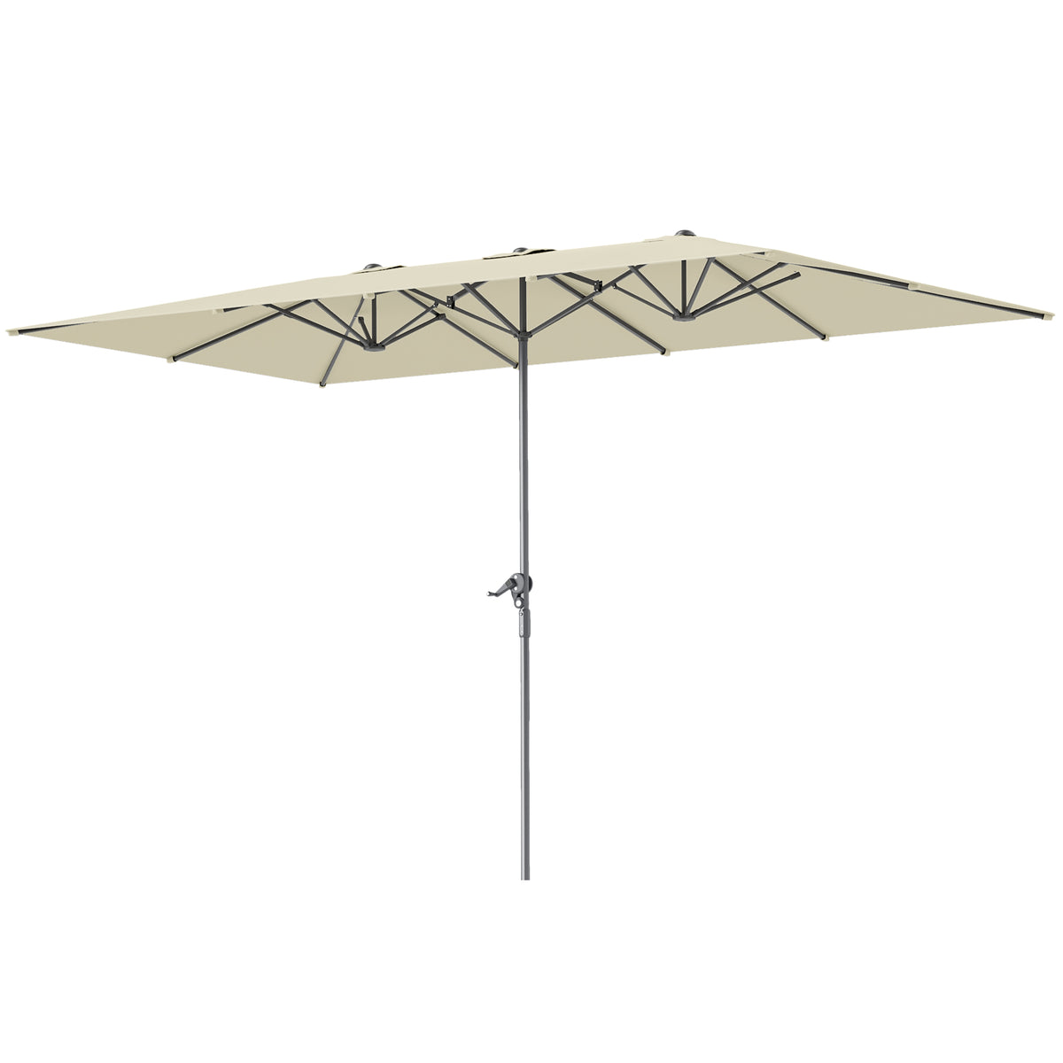 Doppelseitiger Schirm, 451 x 264 cm Sonnenschirm mit Kurbelsystem, 12 Metallstreben, Aluminiummast, Cremewei?