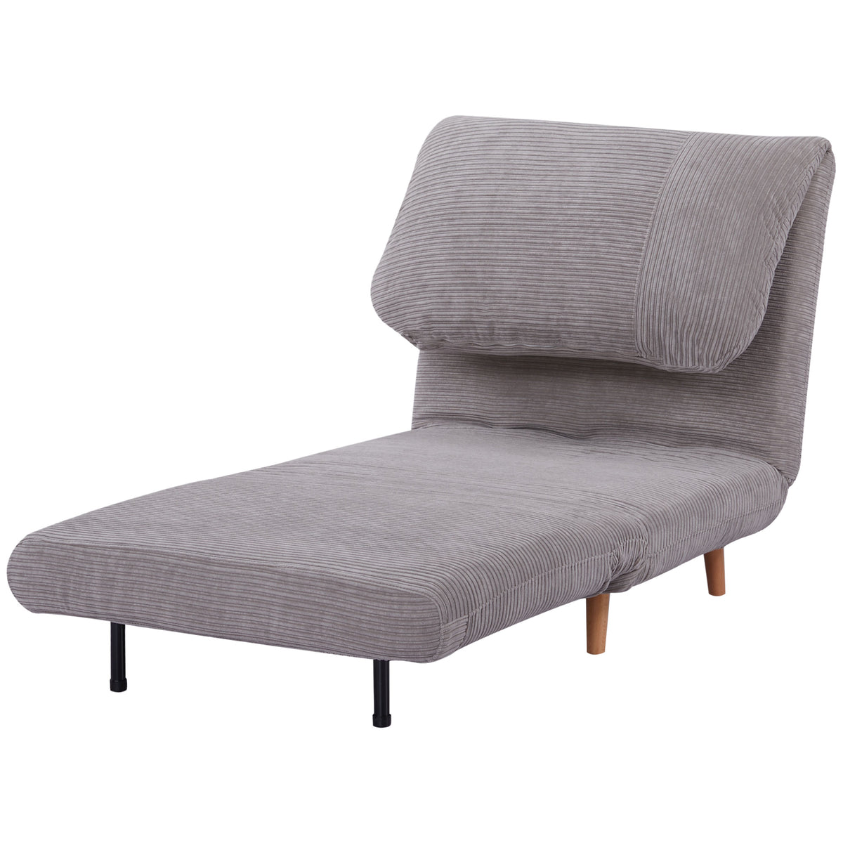 2-in-1 Schlafsessel G?stebett, verstellbare Kopfst¨¹tze Cord-Optik 82 cm x 87 cm x 89 cm Grau