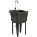 Tragbares Camping-Waschbecken mit Seifenspender, Wasserhahn, Einlass- und Ablaufschläuchen, Schwarz