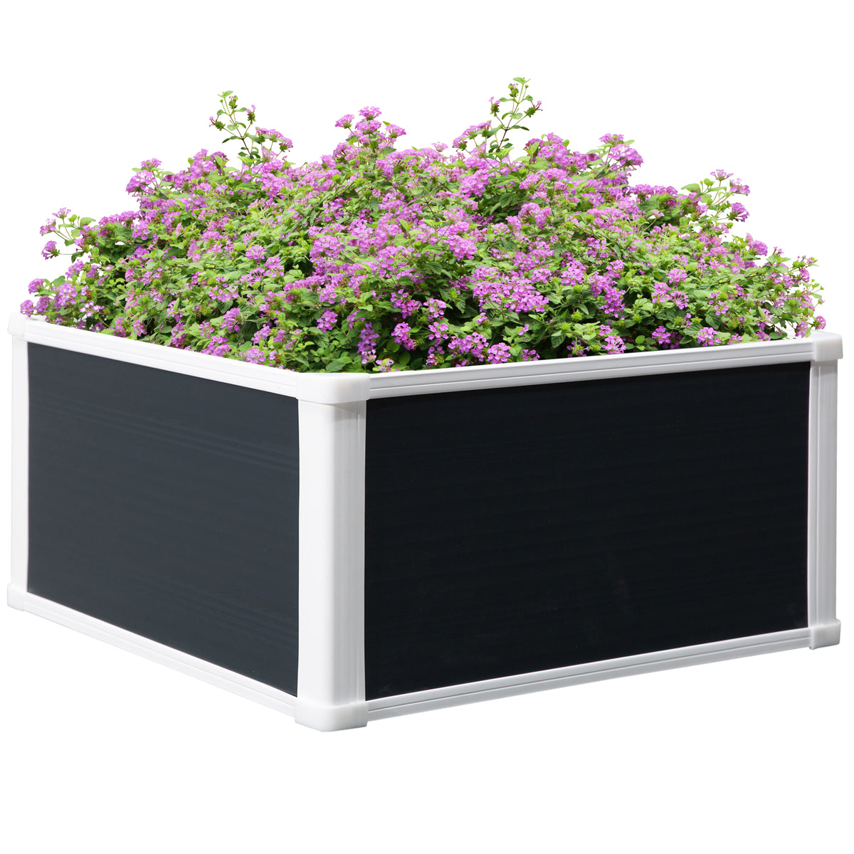  96L Raised Garden Bed, Weather-resistant PP Planter Box Containers for Outdoor Patio Plant Flower Vegetable, 60 x 60 x 30 cm