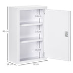 Medizinschrank, abschlie?bar, Einlegeb?den, Stahlgeh?use, 30x14x46 cm, Wei?