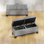 Sitzbank mit Stauraum, Polsterbank mit Leinenoptik, Gepolsterte Aufbewahrungsbox bis 180kg belastbar, f¨¹r Flur, Schlafzimmer, Wohnzimmer, 116x41x47 cm, Grau