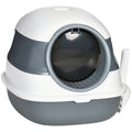 Foldable Cat Litter Tray with Lid, Deodorant, Scoop, White