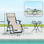 Gartenliege Set 3-TLG. Sonnenliege mit Teetisch 2 Liegest¨¹hle Kissen, Outdoor Liege 90x56x110 cm Beige