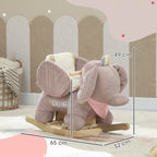Schaukeltier, Elefant-Schaukel, interaktive Tierger?usche, Holzrahmen, f¨¹r Kinder 1,5-3 Jahre, 65 x 32 x 49 cm, Braun