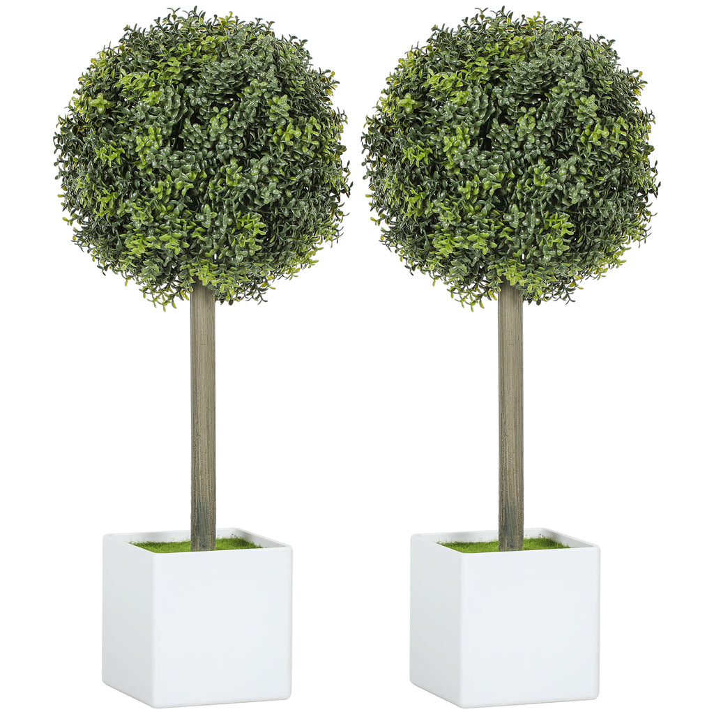 2er Set K¨¹nstliche Buchsbaum-Formschnittkugeln 45cm Kunstpflanze, Plastik K¨¹nstliche Pflanzen im Topf