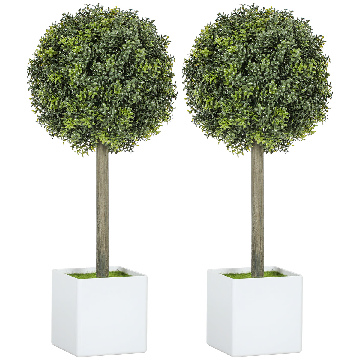 2er Set K¨¹nstliche Buchsbaum-Formschnittkugeln 45cm Kunstpflanze, Plastik K¨¹nstliche Pflanzen im Topf