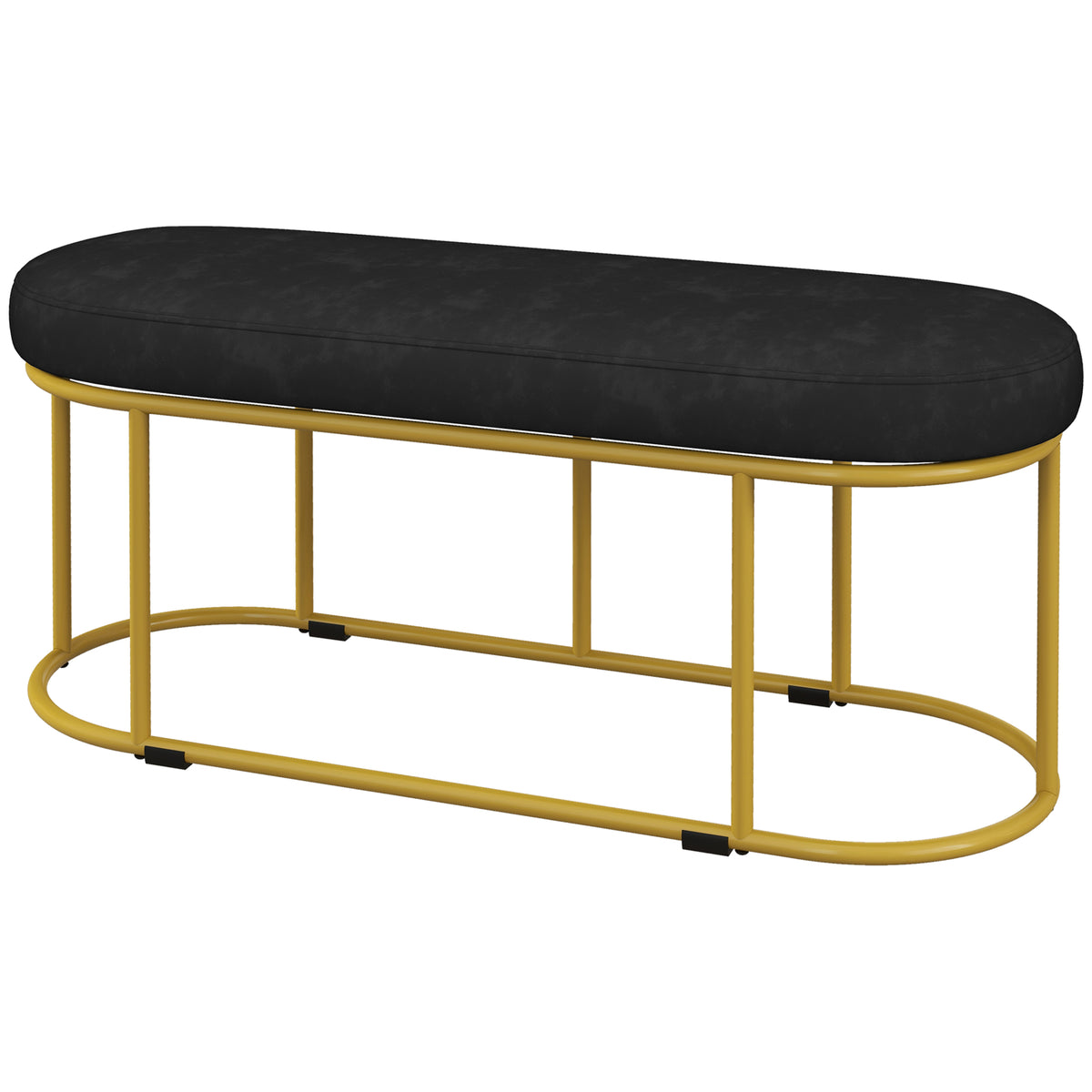 Schuhbank im Retrodesign, Bettbank, Flurbank, Samtoptik, bis 200 kg, Metallrahmen, schwarz, 100 x 37 x 43cm