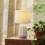Tischlampe, Tischleuchte, Nachttischlampe mit Leinenschirm, Wippschalter, Schreibtischlampe, 22 x 22 x 39 cm, Beige