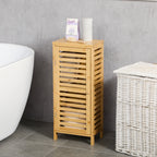 Badezimmerschrank mit Lamellent¨¹r, versetzbarem Einlegeboden, Naturbambus, 30x19,9x70 cm