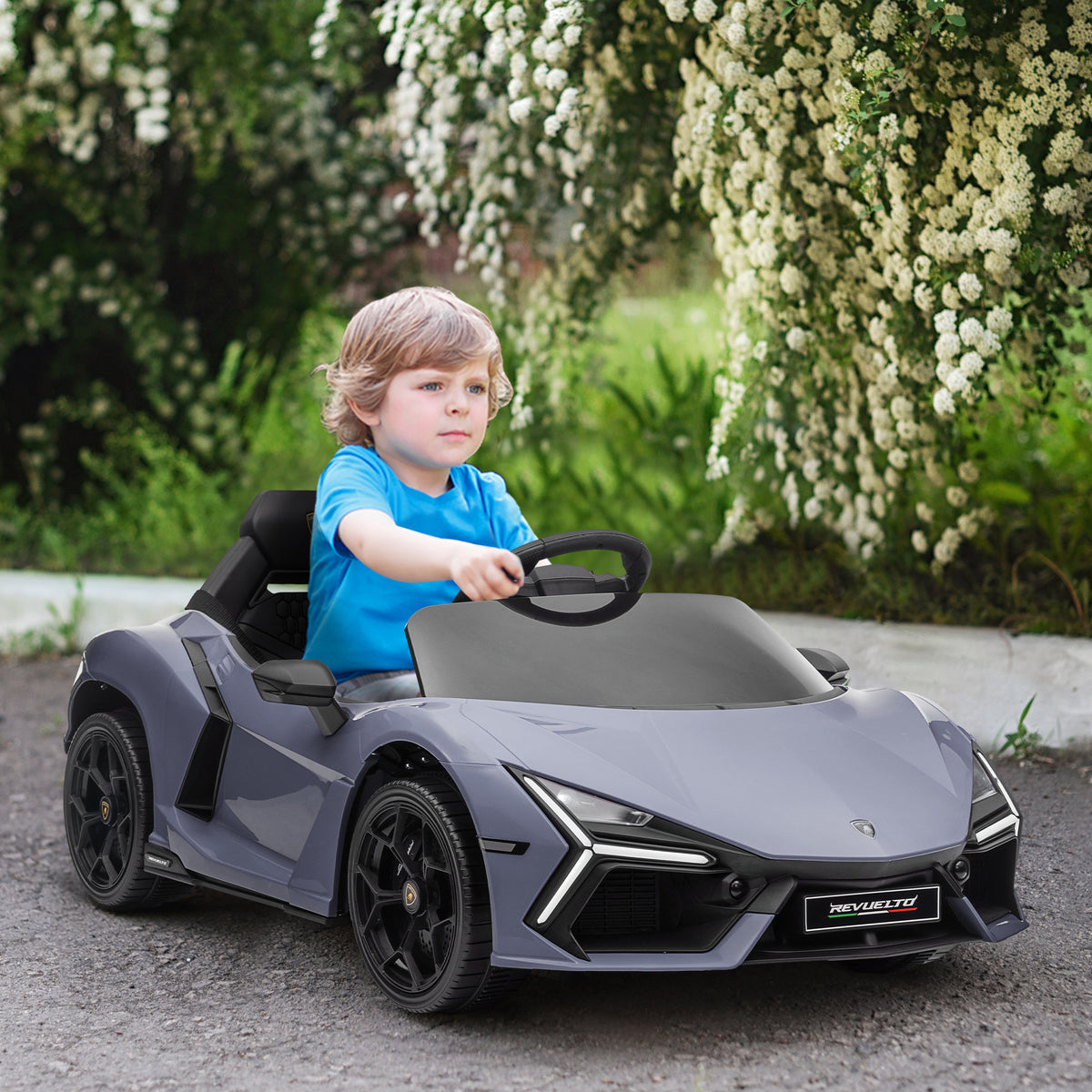 Elektroauto f¨¹r Kinder von 3-5 Jahren, sanfter Antrieb, fernsteuerbar, mit Hupe, Kunststoff und Metall, Grau