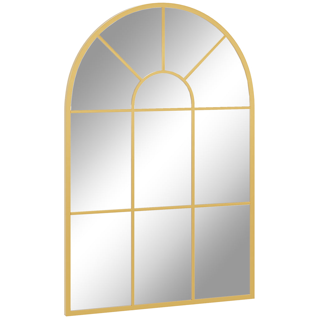 90 X 61cm Arched Grid Mirror - Gold Tone