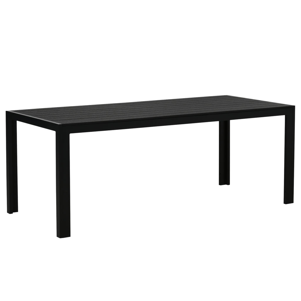  Gartentisch Kunststoff 190 x 84,5 x 72 cm Wetterfest, Holz Optik, Holzstrukur, rutschfest Buffettisch Campingtisch Balkontisch Terrassentisch Outdoor Esstisch für Garten, Balkon Schwarz