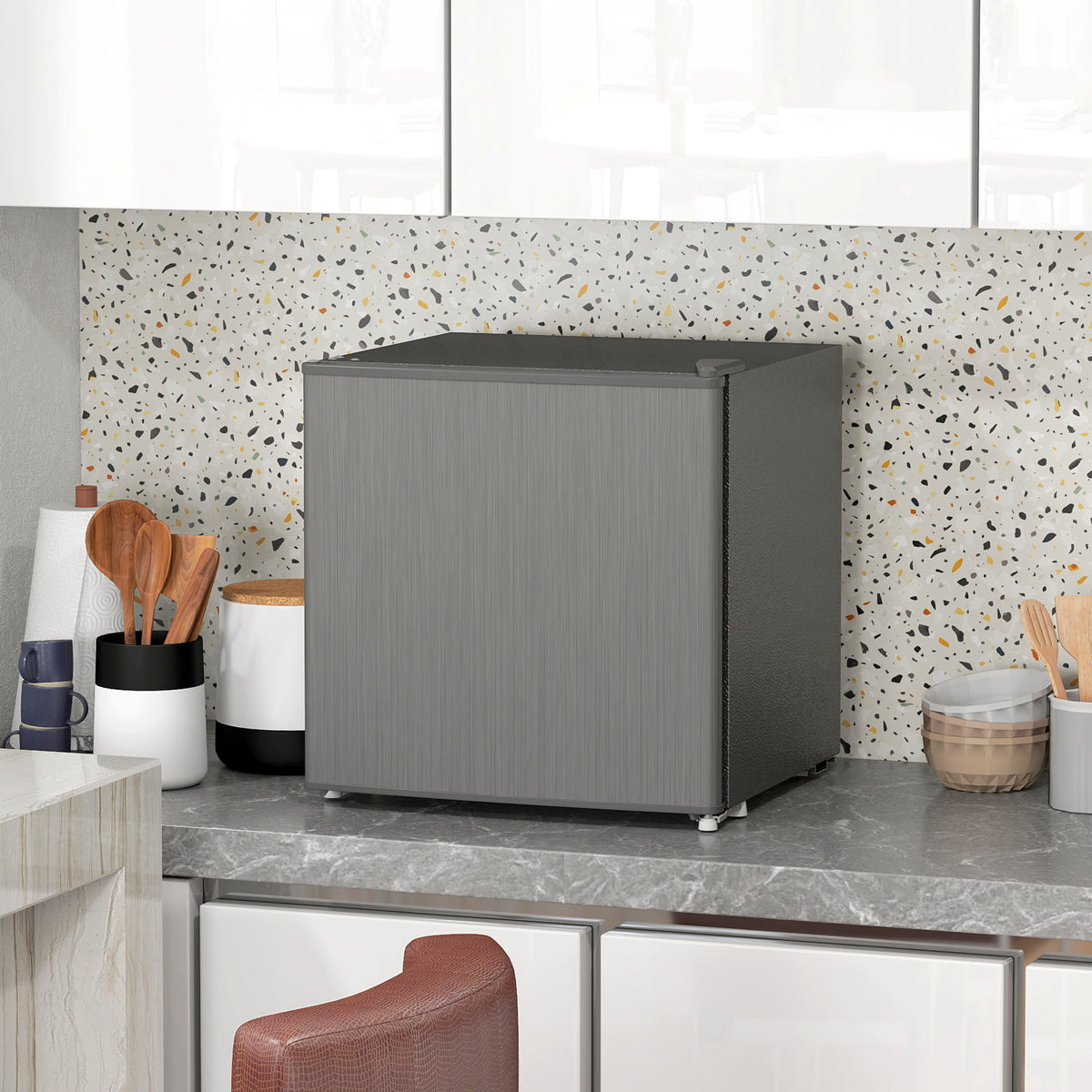 Mini-Gefrierschrank 35 L Gefrierbox elektrisch freistehend 161W Mini Gefriertruhe 47 x 44,2 x 48,8 cm Grau