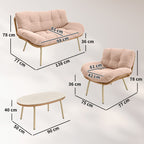 Gartenmöbel Set 4-teilig Polyrattan Lounge-Set mit Zweisitzer 2 Sessel Tisch Tiefem Sitz Dicke Kissen
