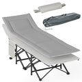 Feldbett faltbar Campingbett mit Matratze Tragetasche 188 x 64,5 x 53 cm Gästebett bis 150 kg belastbar Campingliege für Erwachsene Klappbett für Outdoor Garten Camping Reisen Hellgrau