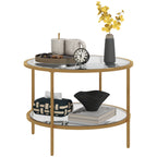 Beistelltisch, modernes Design, 2 Etagen, ?60x43H cm, Goldton