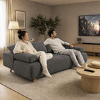 Schlafsofa mit verstellbarer Rückenlehne, Bettfunktion, verstecktem Stauraum und Cordbezug, Grau