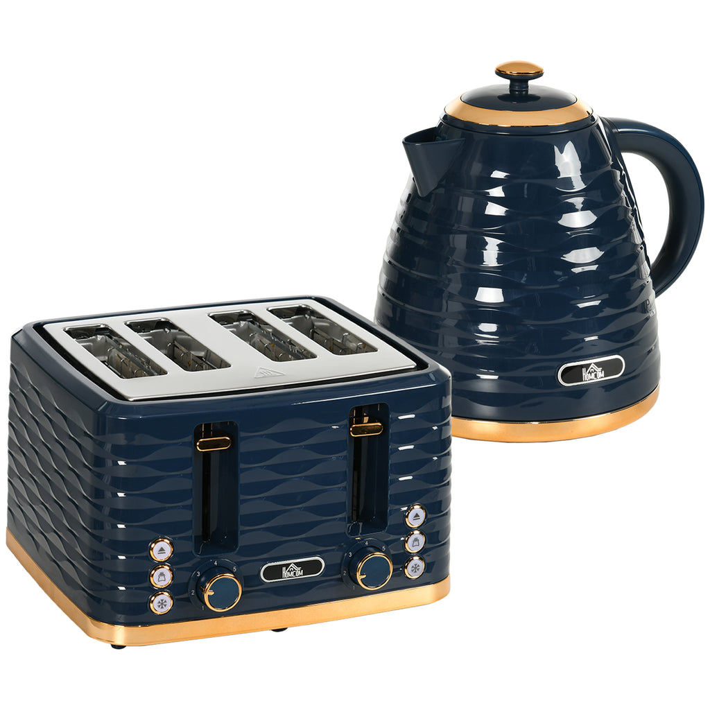 2-in-1 Toaster- und Wasserkocher-Set, 7 Br?unungsstufen, Auftau- und Aufw?rmfunktion, Blau