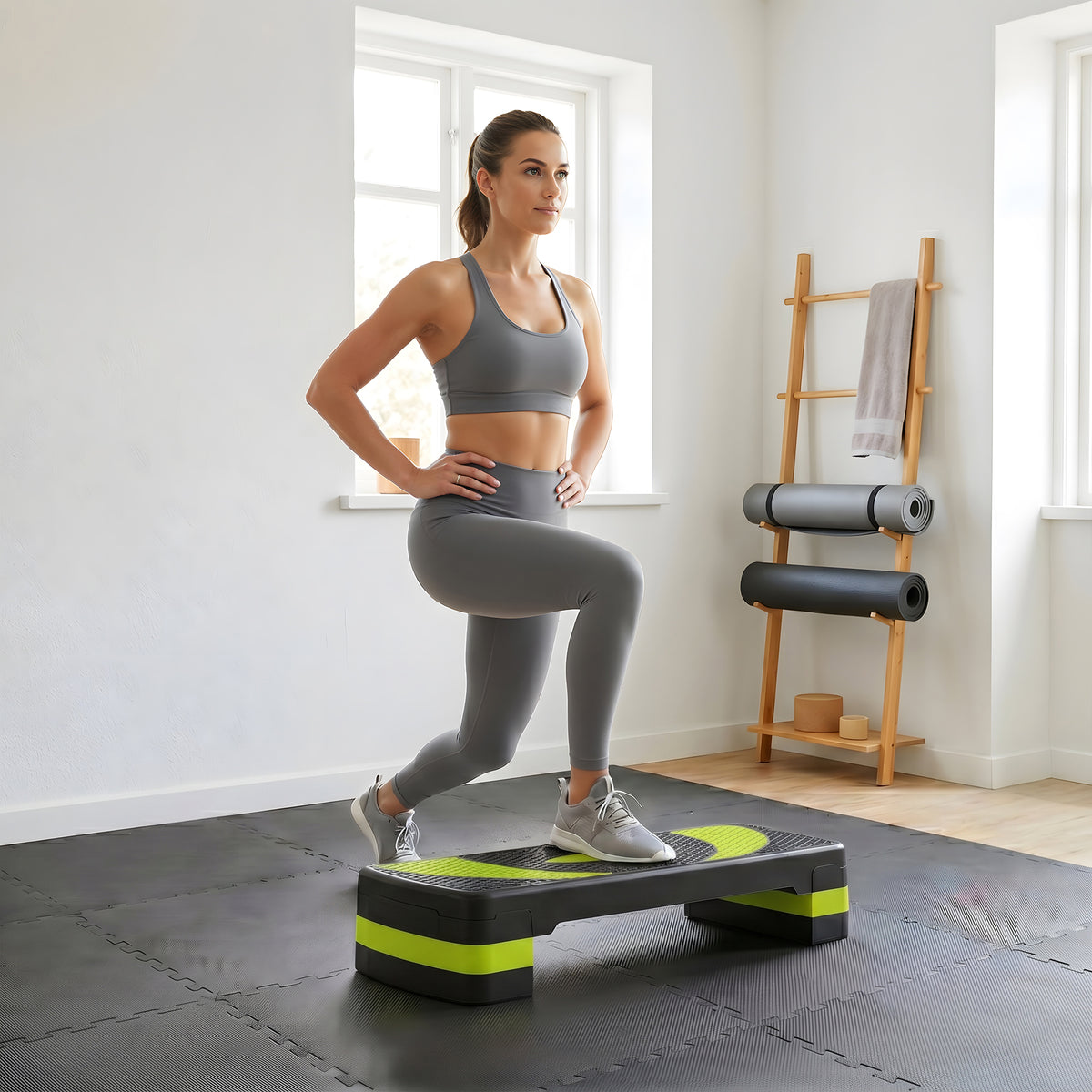 Aerobic-Stepper, h?henverstellbar, f¨¹r Indoor und Outdoor, Belastbarkeit bis 150 kg, 80 x 31 x 10-20 cm, Gr¨¹n