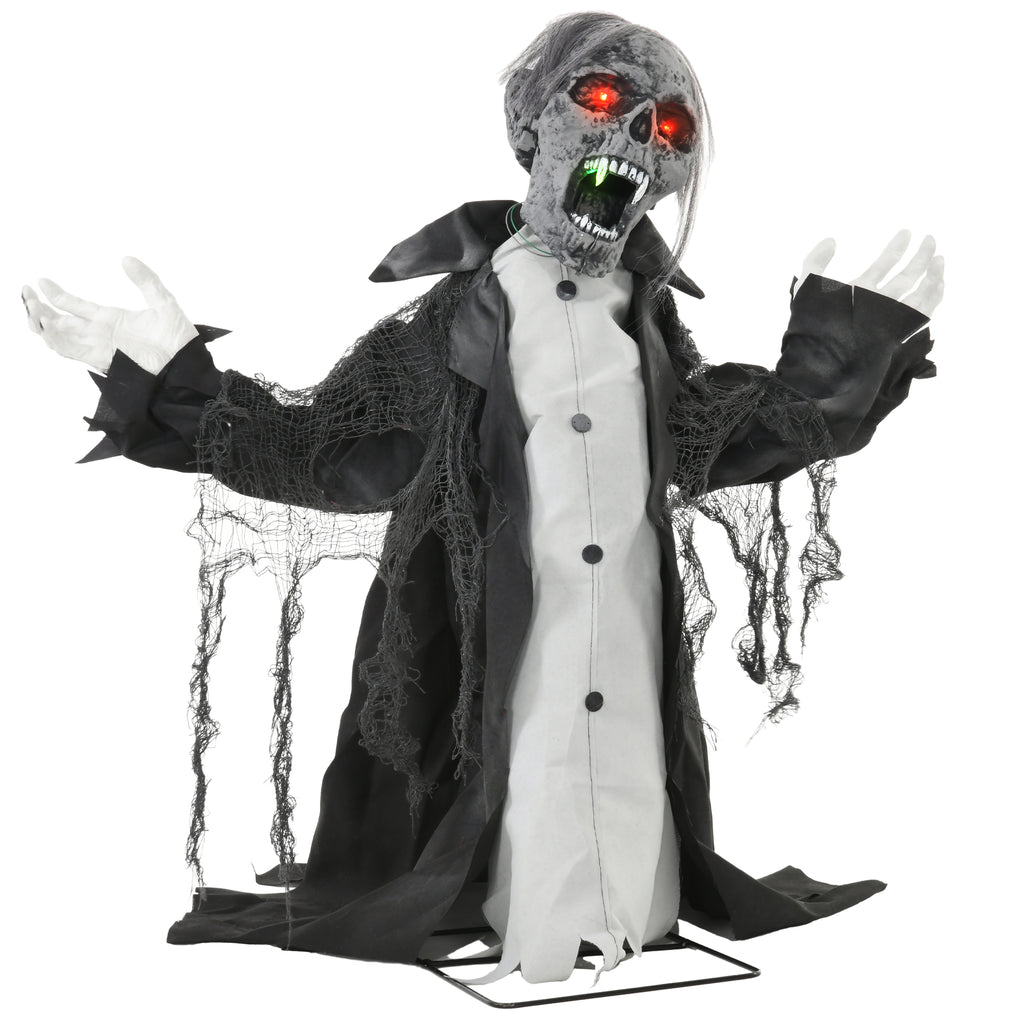 Halloween Animated Skeleton with Glowing LED Eyes and Mouth, Half-Body Halloween Decoration, Battery Operated