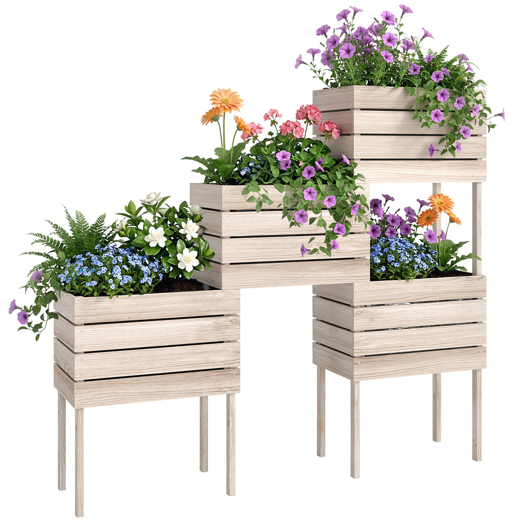 Hochbeet Blumenkasten Pflanzenkasten, wetterbest?ndig, Massivholz, 50 cm x 30 cm x 60 cm, Natur