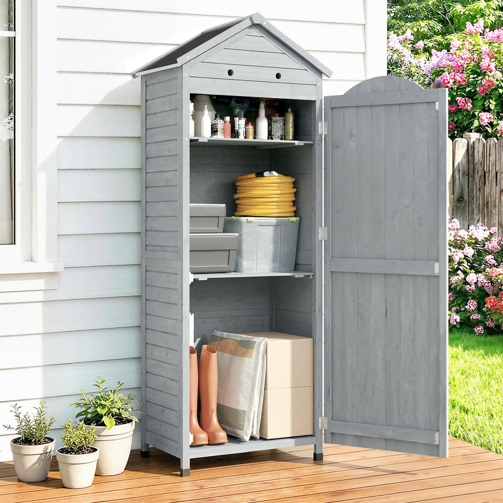 Gartenschrank Holz extra hohe Geräteschuppen mit verstellbar Ablage magnetisch Tür galvanisiert Dach Belüftung