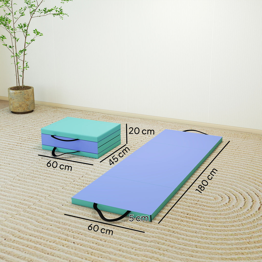 Trainingsmatte Faltbare Fitnessmatte Grün+Lila 180 x 60 x 5 cm