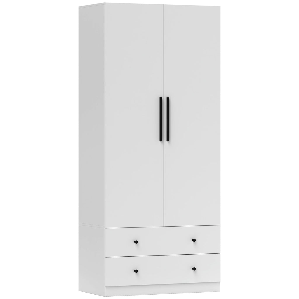 Kleiderschrank, 2 T¨¹ren, H?ngebereich, Kleiderstange, 2 Schubladen, MDF, Wei?