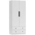 Kleiderschrank, 2 T¨¹ren, H?ngebereich, Kleiderstange, 2 Schubladen, MDF, Wei?