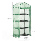 4 Tier Mini Portable Greenhouse Compact Plant Grow Shed Metal Frame PE Cover with Lockable Rolling Wheels, Green