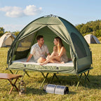 Campingzelt-Set für 2 Personen mit Feldbett und Luftmatratze Grün